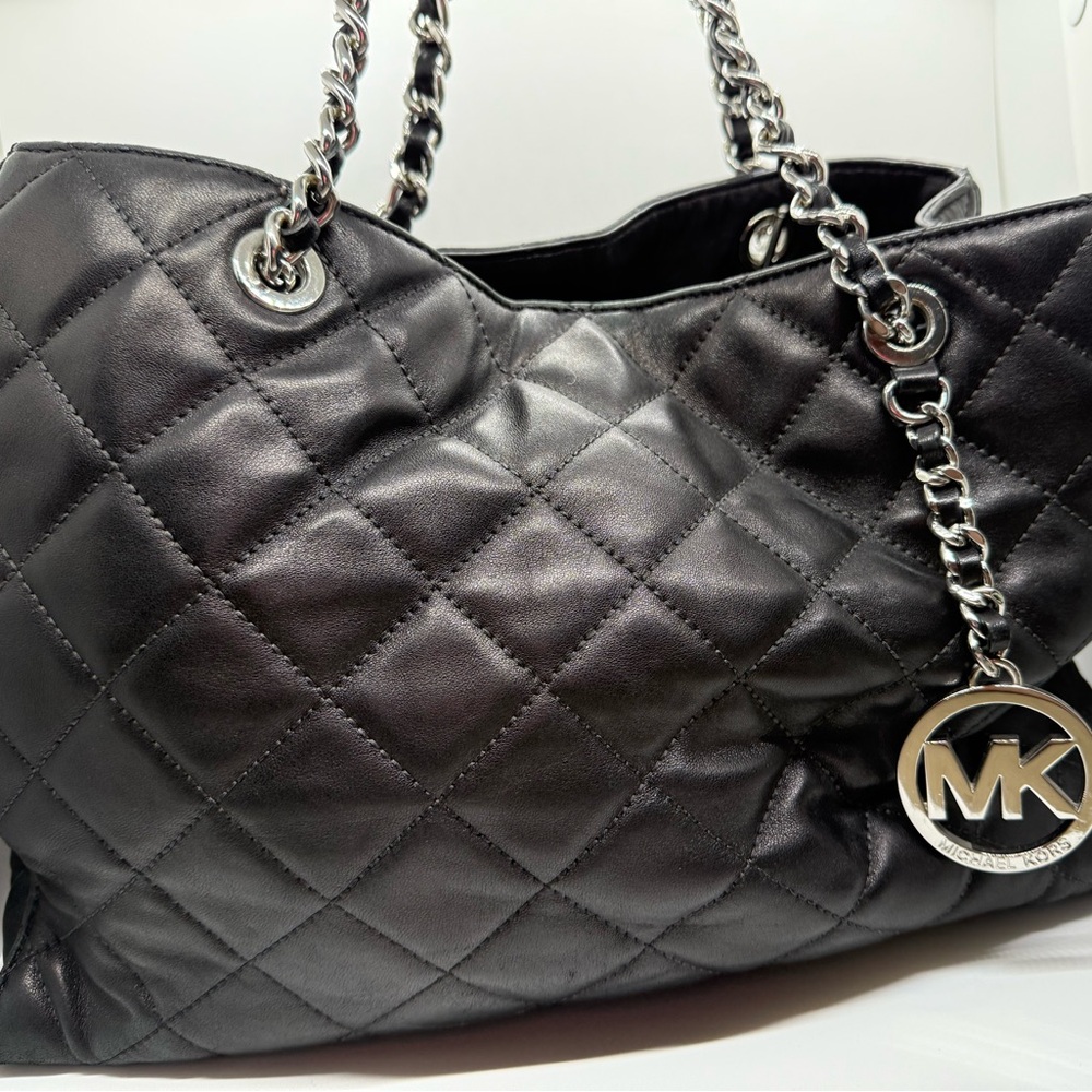Michael Kors Quilted Black and Silver Purse